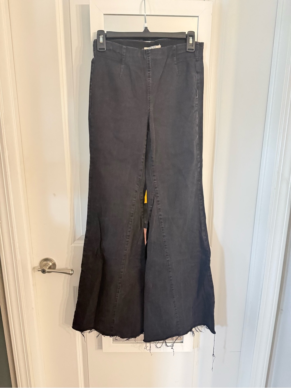 Free People Black Extreme Flare Jeans Raw Hem - Picture 2 of 6
